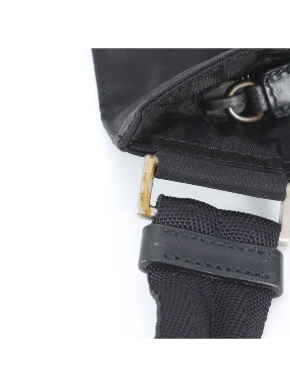 Prada White Tessuto Nylon Triangle Logo Leather Shoulder Bag Crossbody Messenger